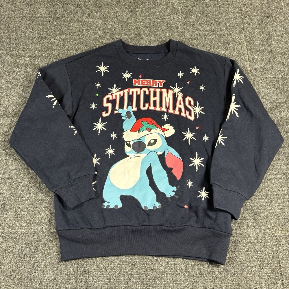 Disney Christmas Sweatshirt Merry Stitchmas Light Up‎ Sz XXS Works Festive Santa